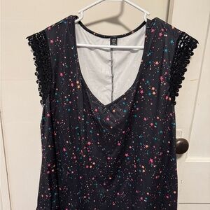 SHEIN Black and Pink Starry Top